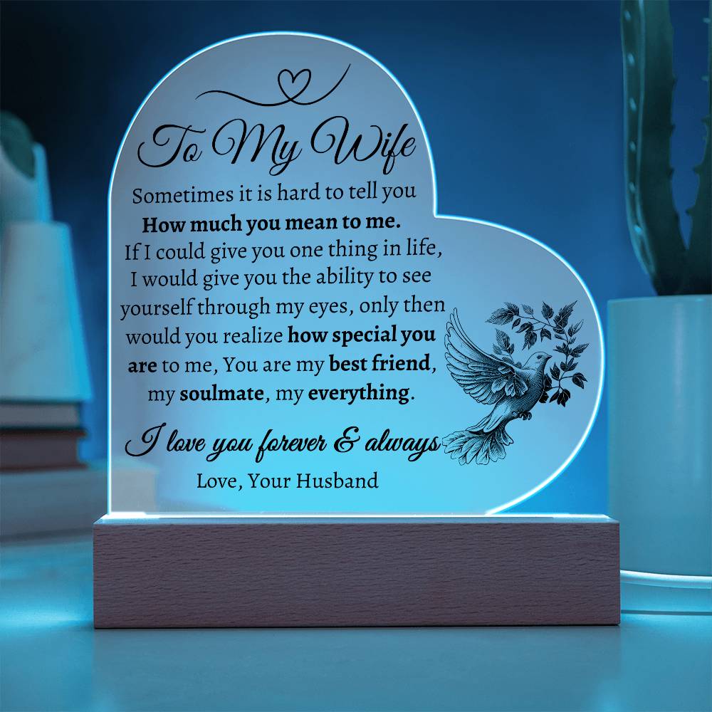 To My Wife | Heart shaped Acrylic Plaque | Love Your Husband