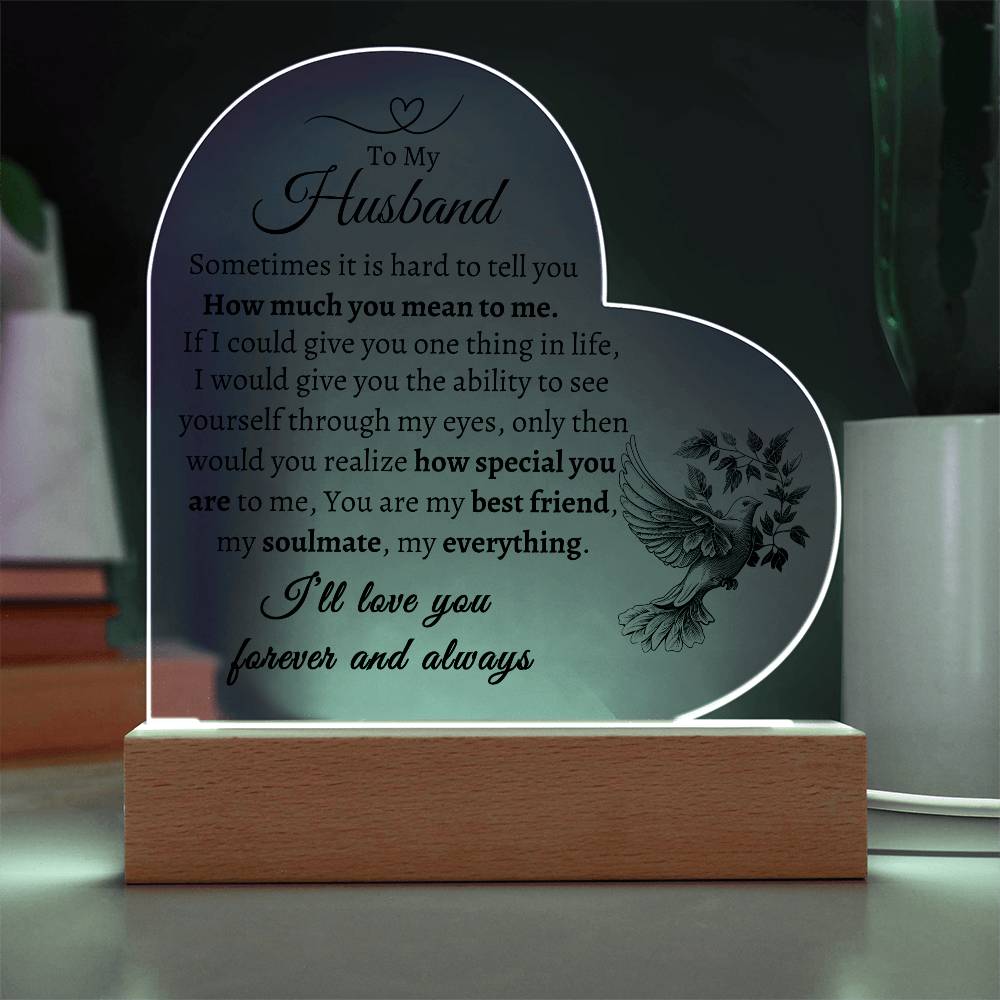 To My Husband | Love You Forever and Always | Heart shaped Acrylic Plaque | Generic From Line