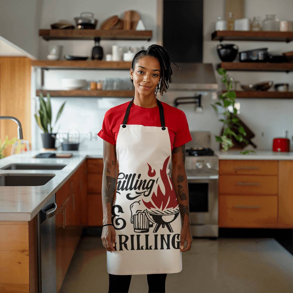 Chilling and Grilling - Grilling Apron |  Durable High Quality Material with Adjustable Straps