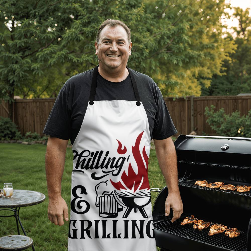 Chilling and Grilling - Grilling Apron |  Durable High Quality Material with Adjustable Straps