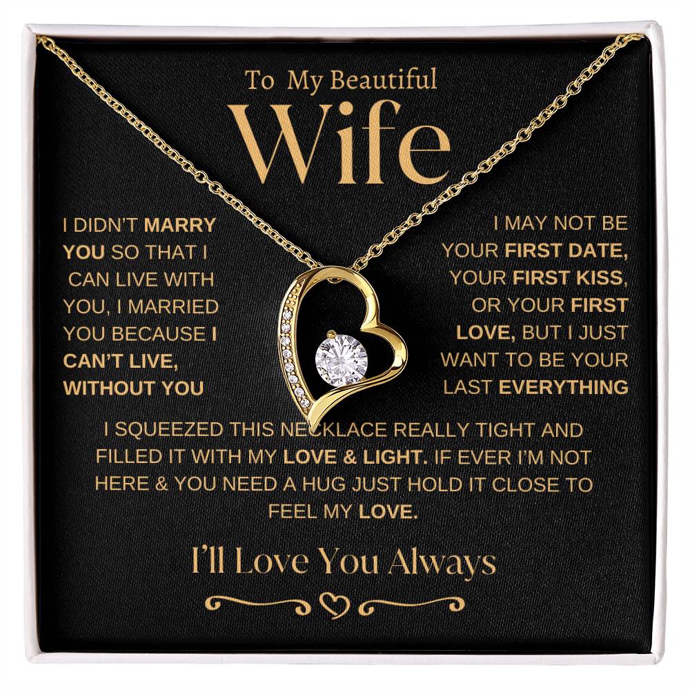 To My Beautiful Wife | Generic From Line | Forever Love Necklace | Gold on Black