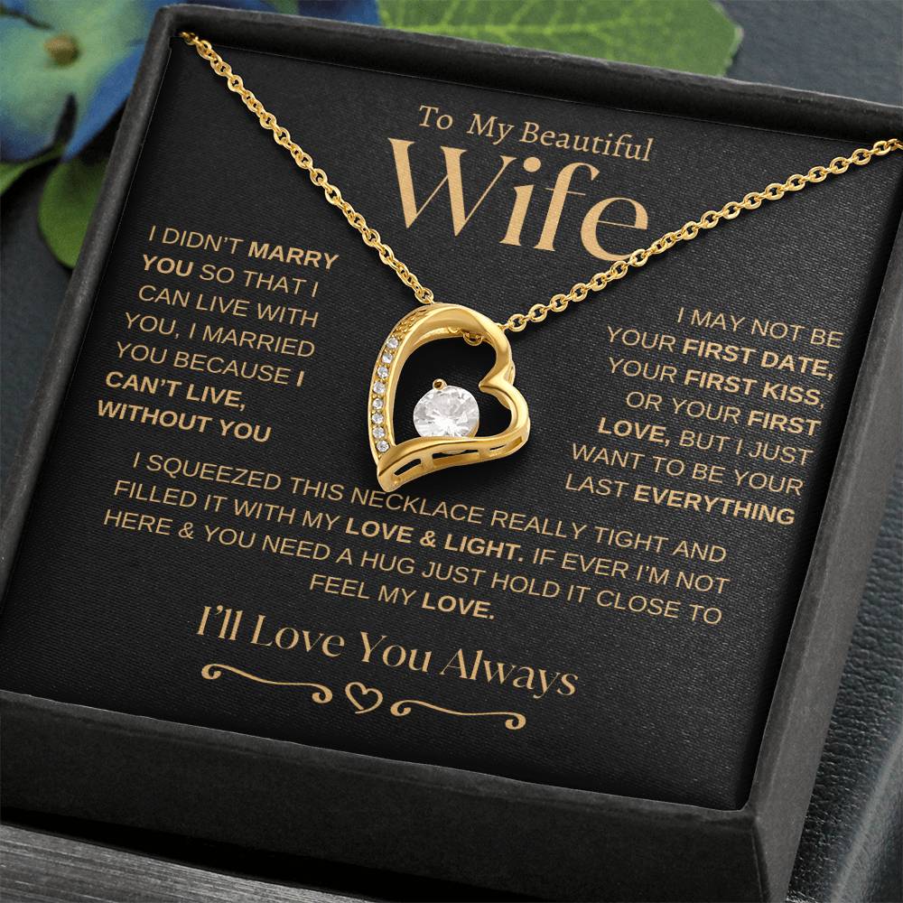 To My Beautiful Wife | Generic From Line | Forever Love Necklace | Gold on Black